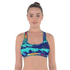 Tsunami Waves Ocean Sea Nautical Nature Water 9 Cross Back Sports Bra by Jancukart