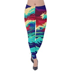 Tsunami Waves Ocean Sea Nautical Nature Water 9 Velvet Leggings