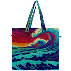 Tsunami Waves Ocean Sea Nautical Nature Water 9 Canvas Travel Bag by Jancukart