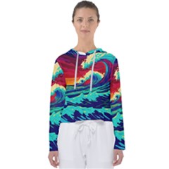 Tsunami Waves Ocean Sea Nautical Nature Water 9 Women s Slouchy Sweat