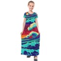 Tsunami Waves Ocean Sea Nautical Nature Water 9 Kids  Short Sleeve Maxi Dress View1