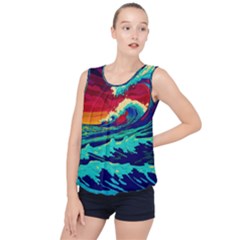 Tsunami Waves Ocean Sea Nautical Nature Water 9 Bubble Hem Chiffon Tank Top by Jancukart