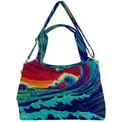 Tsunami Waves Ocean Sea Nautical Nature Water 9 Double Compartment Shoulder Bag by Jancukart