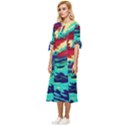 Tsunami Waves Ocean Sea Nautical Nature Water 9 Bow Sleeve Chiffon Midi Dress View2