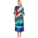 Tsunami Waves Ocean Sea Nautical Nature Water 9 Bow Sleeve Chiffon Midi Dress View4