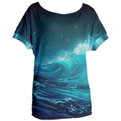 Tsunami Waves Ocean Sea Nautical Nature Water 7 Women s Oversized Tee by Jancukart