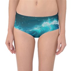 Tsunami Waves Ocean Sea Nautical Nature Water 7 Mid-waist Bikini Bottoms