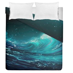 Tsunami Waves Ocean Sea Nautical Nature Water 7 Duvet Cover Double Side (queen Size) by Jancukart