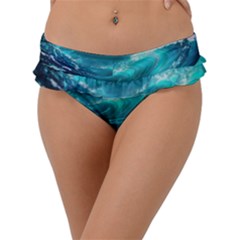 Tsunami Waves Ocean Sea Nautical Nature Water 7 Frill Bikini Bottoms