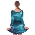 Tsunami Waves Ocean Sea Nautical Nature Water 7 Long Sleeve Velvet Skater Dress View2