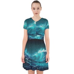 Tsunami Waves Ocean Sea Nautical Nature Water 7 Adorable In Chiffon Dress