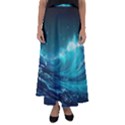 Tsunami Waves Ocean Sea Nautical Nature Water 7 Flared Maxi Skirt View1