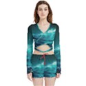 Tsunami Waves Ocean Sea Nautical Nature Water 7 Velvet Wrap Crop Top and Shorts Set View1