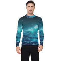 Tsunami Waves Ocean Sea Nautical Nature Water 7 Men s Long Sleeve Rash Guard by Jancukart