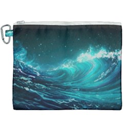 Tsunami Waves Ocean Sea Nautical Nature Water 7 Canvas Cosmetic Bag (xxxl) by Jancukart