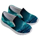 Tsunami Waves Ocean Sea Nautical Nature Water 7 Kids Lightweight Slip Ons View3