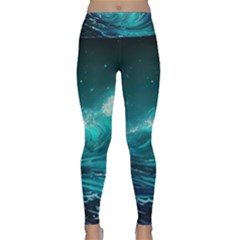 Tsunami Waves Ocean Sea Nautical Nature Water 7 Lightweight Velour Classic Yoga Leggings