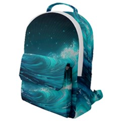 Tsunami Waves Ocean Sea Nautical Nature Water 7 Flap Pocket Backpack (small)