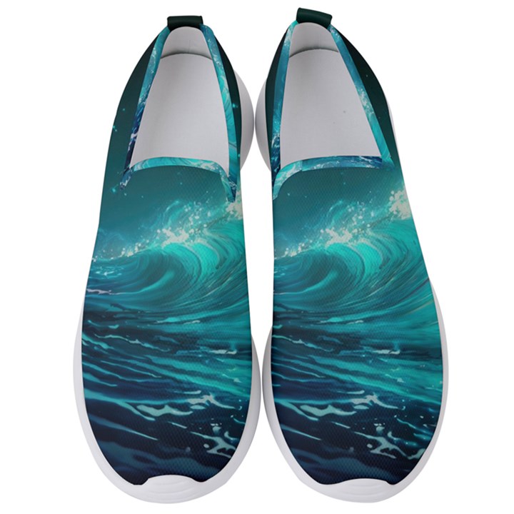 Tsunami Waves Ocean Sea Nautical Nature Water 7 Men s Slip On Sneakers