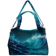 Tsunami Waves Ocean Sea Nautical Nature Water 7 Double Compartment Shoulder Bag by Jancukart