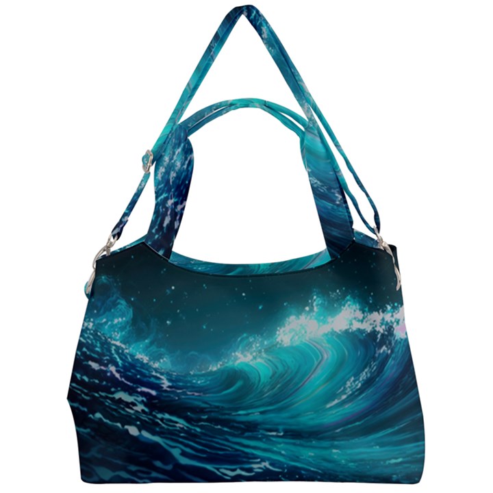 Tsunami Waves Ocean Sea Nautical Nature Water 7 Double Compartment Shoulder Bag