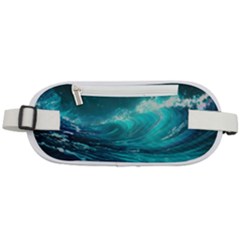 Tsunami Waves Ocean Sea Nautical Nature Water 7 Rounded Waist Pouch by Jancukart