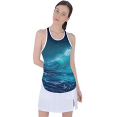 Tsunami Waves Ocean Sea Nautical Nature Water 7 Racer Back Mesh Tank Top by Jancukart