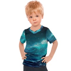 Tsunami Waves Ocean Sea Nautical Nature Water 7 Kids  Sports Tee