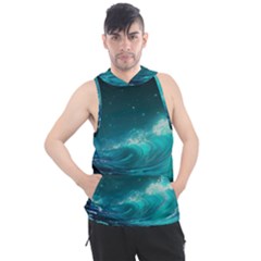 Tsunami Waves Ocean Sea Nautical Nature Water 7 Men s Sleeveless Hoodie by Jancukart