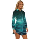 Tsunami Waves Ocean Sea Nautical Nature Water 7 Womens Long Sleeve Shirt Dress View3