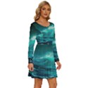 Tsunami Waves Ocean Sea Nautical Nature Water 7 Long Sleeve Wide Neck Velvet Dress View3