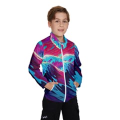 Tsunami Waves Ocean Sea Nautical Nature Water Blue Pink Kids  Windbreaker