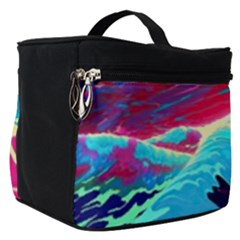 Tsunami Waves Ocean Sea Nautical Nature Water Blue Pink Make Up Travel Bag (small) by Jancukart