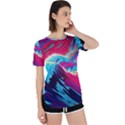 Tsunami Waves Ocean Sea Nautical Nature Water Blue Pink Perpetual Short Sleeve T-Shirt View1