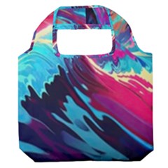 Tsunami Waves Ocean Sea Nautical Nature Water Blue Pink Premium Foldable Grocery Recycle Bag by Jancukart