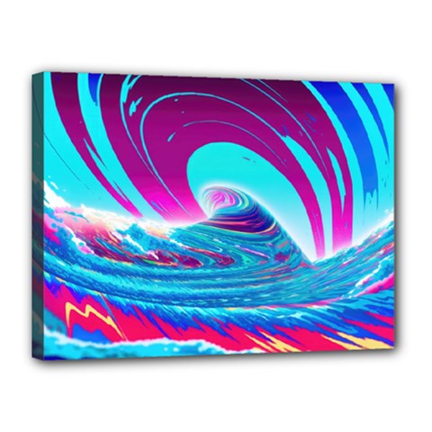 Tsunami Waves Ocean Sea Nautical Nature Water 3 Canvas 16  X 12  (stretched) by Jancukart