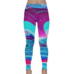 Tsunami Waves Ocean Sea Nautical Nature Water 3 Classic Yoga Leggings by Jancukart