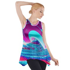 Tsunami Waves Ocean Sea Nautical Nature Water 3 Side Drop Tank Tunic by Jancukart