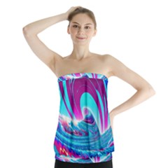 Tsunami Waves Ocean Sea Nautical Nature Water 3 Strapless Top by Jancukart