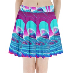 Tsunami Waves Ocean Sea Nautical Nature Water 3 Pleated Mini Skirt