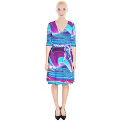 Tsunami Waves Ocean Sea Nautical Nature Water 3 Wrap Up Cocktail Dress