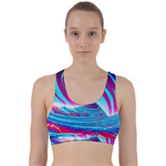 Tsunami Waves Ocean Sea Nautical Nature Water 3 Back Weave Sports Bra by Jancukart