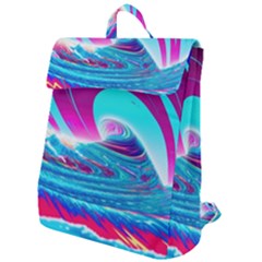 Tsunami Waves Ocean Sea Nautical Nature Water 3 Flap Top Backpack by Jancukart