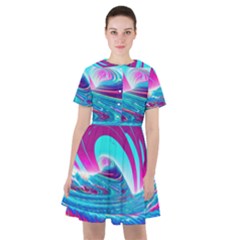 Tsunami Waves Ocean Sea Nautical Nature Water 3 Sailor Dress