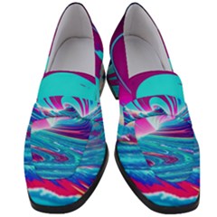 Tsunami Waves Ocean Sea Nautical Nature Water 3 Women s Chunky Heel Loafers