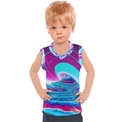 Tsunami Waves Ocean Sea Nautical Nature Water 3 Kids  Sport Tank Top