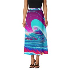 Tsunami Waves Ocean Sea Nautical Nature Water 3 Classic Midi Chiffon Skirt