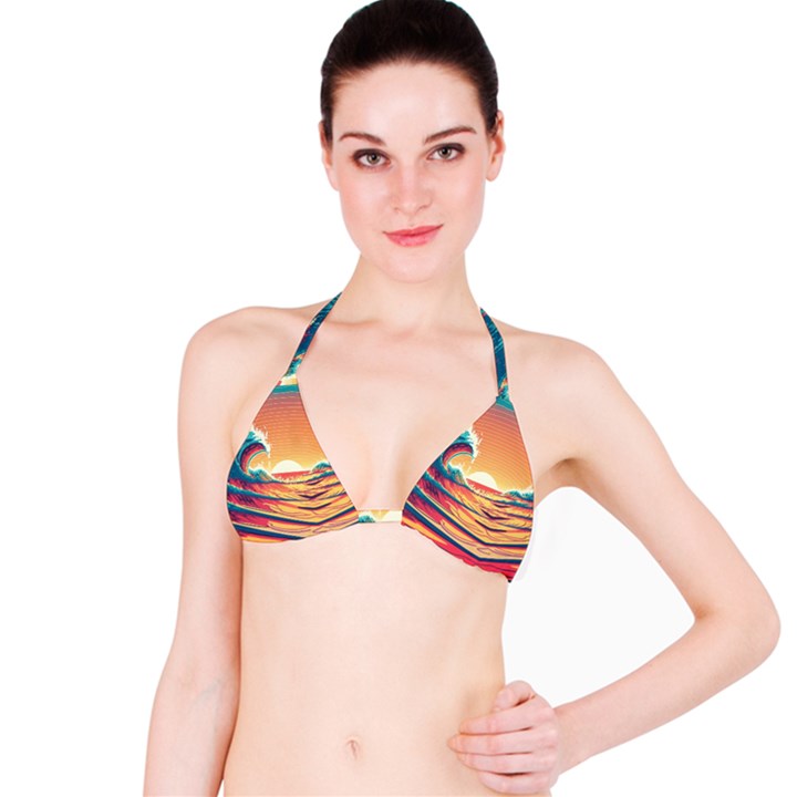 Waves Ocean Sea Tsunami Nautical 6 Bikini Top