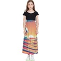 Waves Ocean Sea Tsunami Nautical 6 Kids  Flared Maxi Skirt View1