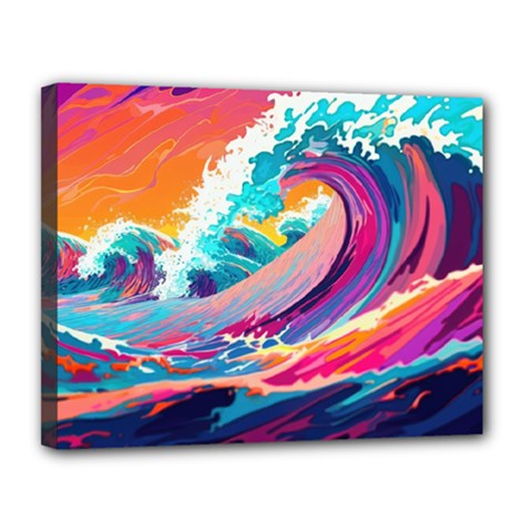 Tsunami Waves Ocean Sea Nautical Nature Water 2 Canvas 14  X 11  (stretched) by Jancukart